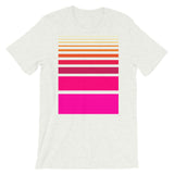 Pink to Yellow Unisex T-Shirt Thick Bars to Thin Lines Abyssinian Kiosk Fashion Cotton Apparel Clothing Bella Canvas Original Art