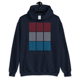 Red White Blue Squares Unisex Hoodie Grid of Mini Squares Abyssinian Kiosk Fashion Cotton Apparel Clothing Gildan Original Art