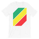 Green Yellow Red Stripes Unisex T-Shirt Abyssinian Kiosk Diagonal Stripes Fashion Cotton Apparel Clothing Bella Canvas Original Art