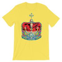 Funky Crown Red Unisex T-Shirt Abyssinian Kiosk Empress Menen Crown Haile Selassie Colors African Royal Royalty Fashion Cotton Apparel Clothing Bella Canvas Original Art