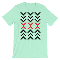 Arrows Down Up Black Red Unisex T-Shirt Abyssinian Kiosk Fashion Cotton Apparel Clothing Bella Canvas Original Art