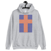 Orange Cross Navy Blue Lines Unisex Hoodie Abyssinian Kiosk Christian Jesus Religion Lined Latin Cross Gildan Original Art Fashion Cotton Apparel Clothing