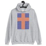 Orange Cross Navy Blue Lines Unisex Hoodie Abyssinian Kiosk Christian Jesus Religion Lined Latin Cross Gildan Original Art Fashion Cotton Apparel Clothing