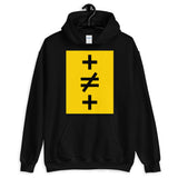 Crosses Not Made Equal Unisex Hoodie Abyssinian Kiosk Plus Sign Not Equal to Mathematics Yellow Black Gildan Original Art Fashion Cotton Apparel Clothing