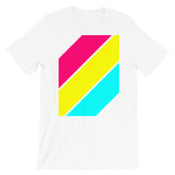 Pink Yellow Cyan Stripes Unisex T-Shirt Abyssinian Kiosk Diagonal Stripes Fashion Cotton Apparel Clothing Bella Canvas Original Art