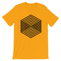 Black Cube Illusion Unisex T-Shirt Abyssinian Kiosk 3D Bars Polygon Fashion Cotton Apparel Clothing Bella Canvas Original Art