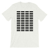 Black Grid Bars Unisex T-Shirt Abyssinian Kiosk Rectangle Bars Spaced Evenly Grid Pattern Fashion Cotton Apparel Clothing Bella Canvas Original Art