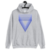 Blue Chiaroscuro Triangles Unisex Hoodie From Light to Bold Color Abyssinian Kiosk Fashion Cotton Apparel Clothing Gildan Original Art