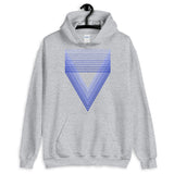 Blue Chiaroscuro Triangles Unisex Hoodie From Light to Bold Color Abyssinian Kiosk Fashion Cotton Apparel Clothing Gildan Original Art