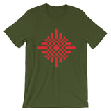 Red Pixel Cross Unisex T-Shirt Abyssinian Kiosk Equal Armed Cross Pixelated Fashion Cotton Apparel Clothing Bella Canvas Original Art