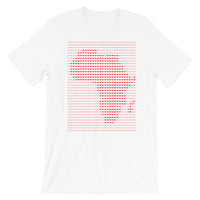 Africa Red Dashes Unisex T-Shirt Abyssinian Kiosk Scantron Map Bella Canvas Original Art Fashion Cotton Apparel Clothing