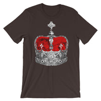 Greyscale & Red Crown Unisex T-Shirt Abyssinian Kiosk Empress Menen Crown Haile Selassie Red Velvet African Royal Royalty Fashion Cotton Apparel Clothing Bella Canvas Original Art