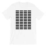 Black Grid Bars Unisex T-Shirt Abyssinian Kiosk Rectangle Bars Spaced Evenly Grid Pattern Fashion Cotton Apparel Clothing Bella Canvas Original Art