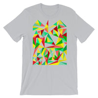 Green Yellow Red Triangles Unisex T-Shirt Abyssinian Kiosk Falling Triangles Fashion Cotton Apparel Clothing Bella Canvas Original Art