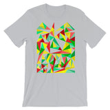 Green Yellow Red Triangles Unisex T-Shirt Abyssinian Kiosk Falling Triangles Fashion Cotton Apparel Clothing Bella Canvas Original Art