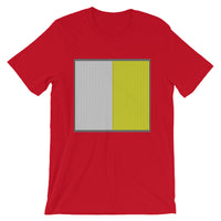 Grey Back White Yellow Lines Unisex T-Shirt Square Abyssinian Kiosk Fashion Cotton Apparel Clothing Bella Canvas Original Art