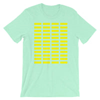 Yellow Grid Bars Unisex T-Shirt Abyssinian Kiosk Rectangle Bars Spaced Evenly Grid Pattern Fashion Cotton Apparel Clothing Bella Canvas Original Art