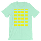 Yellow Grid Bars Unisex T-Shirt Abyssinian Kiosk Rectangle Bars Spaced Evenly Grid Pattern Fashion Cotton Apparel Clothing Bella Canvas Original Art