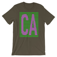 Magenta Green Grid CA Unisex T-Shirt Bella Canvas Original Art Abyssinian Kiosk Fashion Cotton Apparel Clothing California State America US