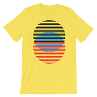 Black Blue Red Lined Circles Unisex T-Shirt Abyssinian Kiosk Joining Circles Fashion Cotton Apparel Clothing Bella Canvas Original Art