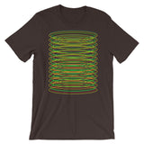 Green Yellow Red Ellipse Unisex T-Shirt Abyssinian Kiosk Contained Chaos of Hovering Ellipses Fashion Cotton Apparel Clothing Bella Canvas Original Art
