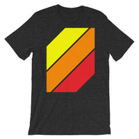 Yellow Orange Red Stripes Unisex T-Shirt Abyssinian Kiosk Diagonal Stripes Fashion Cotton Apparel Clothing Bella Canvas Original Art