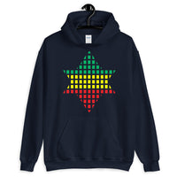 Green Yellow Red Boxes Star of David Unisex Hoodie Abyssinian Kiosk Rectangles Jewish Falasha Abyssinia Ethiopia Gildan Original Art Fashion Cotton Apparel Clothing