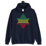 Green Yellow Red Boxes Star of David Unisex Hoodie Abyssinian Kiosk Rectangles Jewish Falasha Abyssinia Ethiopia Gildan Original Art Fashion Cotton Apparel Clothing