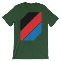 Black Red Blue Stripes Unisex T-Shirt Abyssinian Kiosk Diagonal Stripes Fashion Cotton Apparel Clothing Bella Canvas Original Art