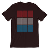Red White Blue Squares Unisex T-Shirt Grid of Mini Squares Abyssinian Kiosk Fashion Cotton Apparel Clothing Bella Canvas Original Art