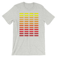 Yellow to Red Grid Bars Unisex T-Shirt Abyssinian Kiosk Rectangle Bars Spaced Evenly Grid Pattern Fashion Cotton Apparel Clothing Bella Canvas Original Art