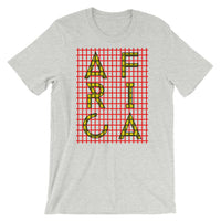 Africa Yellow Letters Red Grid Unisex T-Shirt Abyssinian Kiosk Fashion Cotton Apparel Clothing Bella Canvas Original Art 