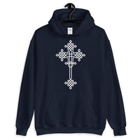 Plain White #13 Cross Unisex Hoodie Abyssinian Kiosk Ethiopian Coptic Orthodox Tewahedo Christian Gildan Original Art Fashion Cotton Apparel Clothing