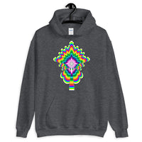 Psychedelic #2 Cross White Unisex Hoodie Trip Trippy Colorful Ethiopian Coptic Orthodox Abyssinian Kiosk Christian Gildan Original Art Fashion Cotton Apparel Clothing