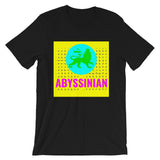 Abyssinian Logo Yellow Background Unisex T-Shirt Abyssinian Kiosk Ethiopian Lion of Judah Amharic Ethiopia Bella Canvas Original Art