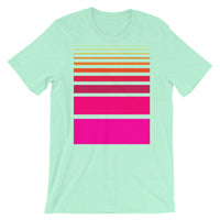 Pink to Yellow Unisex T-Shirt Thick Bars to Thin Lines Abyssinian Kiosk Fashion Cotton Apparel Clothing Bella Canvas Original Art