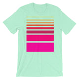 Pink to Yellow Unisex T-Shirt Thick Bars to Thin Lines Abyssinian Kiosk Fashion Cotton Apparel Clothing Bella Canvas Original Art