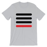 3 Black Bars 1 Red Unisex T-Shirt Abyssinian Kiosk Horizontal Lines Fashion Cotton Apparel Clothing Bella Canvas Original Art