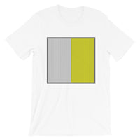 Grey Back White Yellow Lines Unisex T-Shirt Square Abyssinian Kiosk Fashion Cotton Apparel Clothing Bella Canvas Original Art