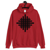 Black Weaved Cross Unisex Hoodie Abyssinian Kiosk Equal Armed Cross Fashion Cotton Apparel Clothing Gildan Original Art