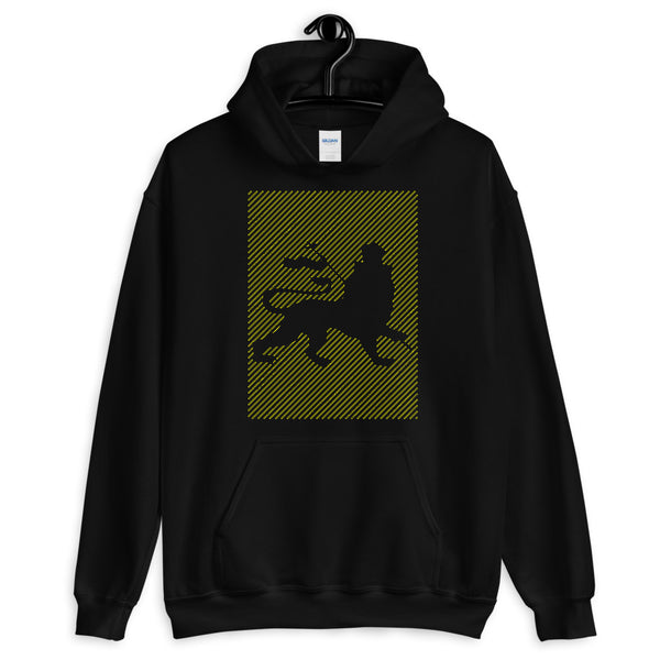 Yellow Diagonal Lines Blank Lion Unisex Hoodie Ethiopian Lion of Judah Abyssinian Kiosk Ethiopia GildanOriginal Art Fashion Cotton Apparel Clothing