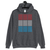 Red White Blue Squares Unisex Hoodie Grid of Mini Squares Abyssinian Kiosk Fashion Cotton Apparel Clothing Gildan Original Art