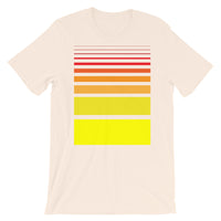 Red to Yellow Unisex T-Shirt Bars and Lines Orange Abyssinian Kiosk Fashion Cotton Apparel Clothing Bella Canvas Original Art 