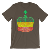 GYR Crown Black Lines Unisex T-Shirt Abyssinian Kiosk Empress Menen Crown Haile Selassie Green Yellow Red African Royal Royalty Fashion Cotton Apparel Clothing Bella Canvas Original Art