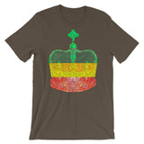 GYR Crown Black Lines Unisex T-Shirt Abyssinian Kiosk Empress Menen Crown Haile Selassie Green Yellow Red African Royal Royalty Fashion Cotton Apparel Clothing Bella Canvas Original Art