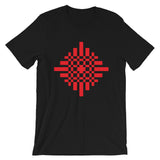 Red Pixel Cross Unisex T-Shirt Abyssinian Kiosk Equal Armed Cross Pixelated Fashion Cotton Apparel Clothing Bella Canvas Original Art