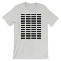 Black Grid Bars Unisex T-Shirt Abyssinian Kiosk Rectangle Bars Spaced Evenly Grid Pattern Fashion Cotton Apparel Clothing Bella Canvas Original Art