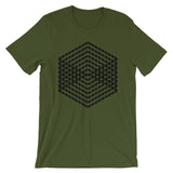 Black Cube Illusion Unisex T-Shirt Abyssinian Kiosk 3D Bars Polygon Fashion Cotton Apparel Clothing Bella Canvas Original Art