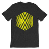 Yellow Cube Illusion Unisex T-Shirt Abyssinian Kiosk 3D Bars Polygon Fashion Cotton Apparel Clothing Bella Canvas Original Art 