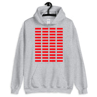 Red Grid Bars Unisex Hoodie Abyssinian Kiosk Rectangle Bars Spaced Evenly Grid Pattern Fashion Cotton Apparel Clothing Gildan Original Art